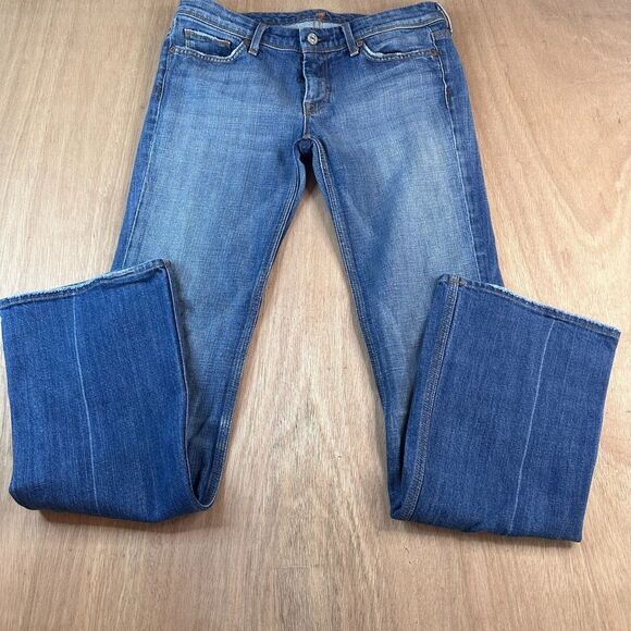 7 For All Mankind Bootcut Jeans Women’s Sz 29 Blue Denim Mid Rise 32x29 - Picture 1 of 7